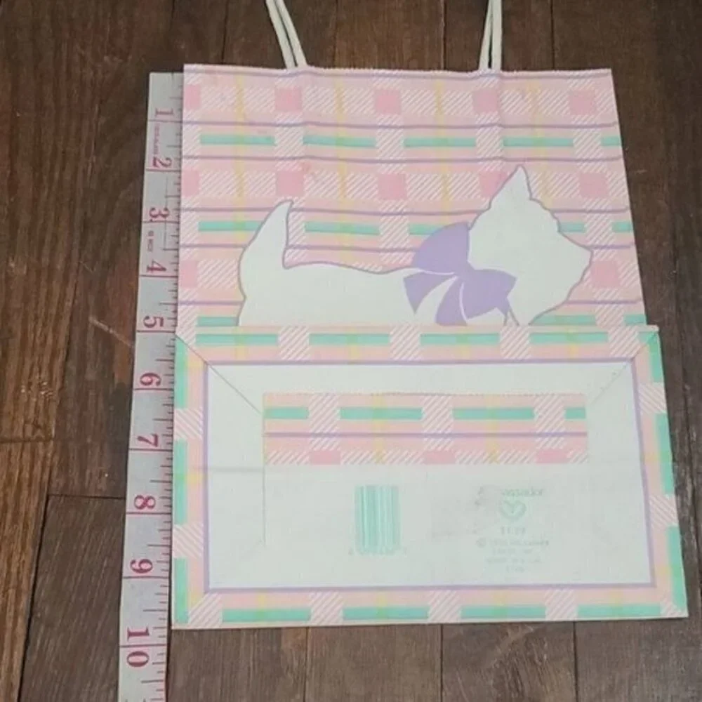 Vintage 80s Pastel Kawaii Scotty Dog Gift Bag